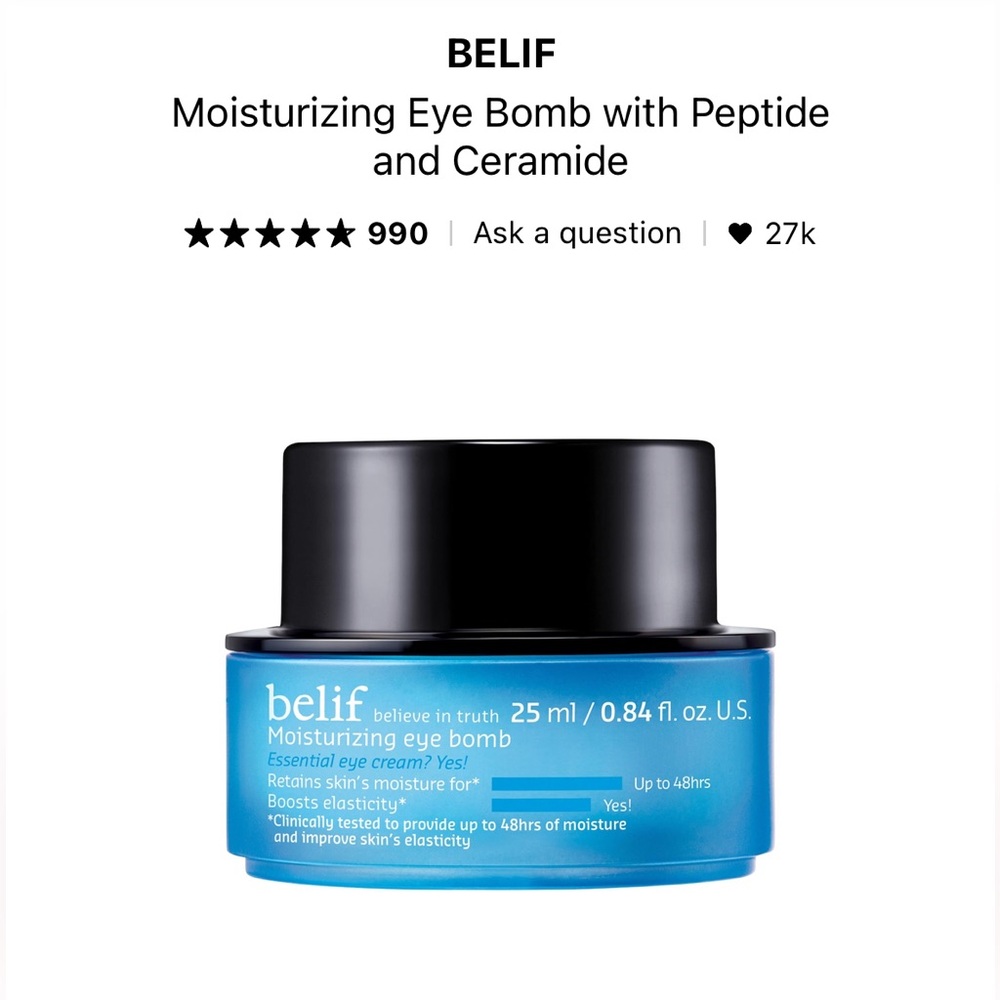 BELIF Moisturizing Eye Bomb with Peptide and Ceramide